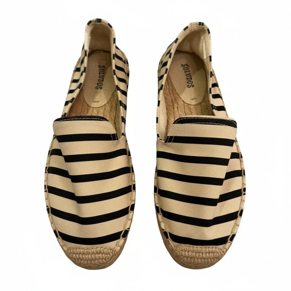Like new! Soludos Navy & Natural Stripe Jute Platform Espadrilles Size 7